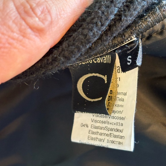 Roberto Cavalli Vintage Black Faux Fur Hooded Sweater Jacket Small - Picture 15 of 16